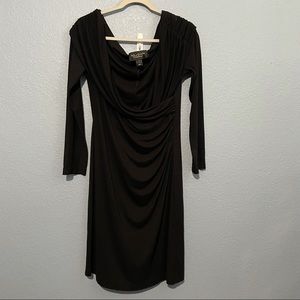 St. John Couture Black Draped Neck Dress, very good condition